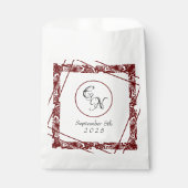 Open-Work Monogram White-Burgund Hochzeit Geschenktütchen (Vorderseite)