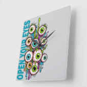 Open your eyes quadratische wanduhr (Winkel)
