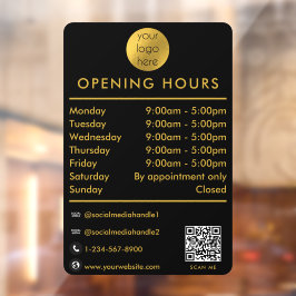 Opening Business Hours Times Logo Black Gold Fensteraufkleber