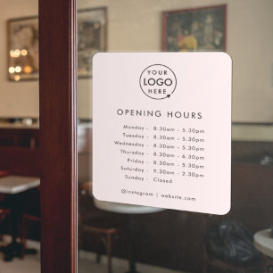 Opening Times Business Logo Opening Hours Pink Fensteraufkleber