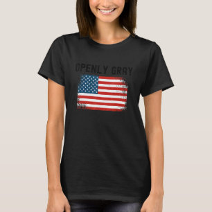 Openly Gray Hair Natural Sarcastic American Flag T-Shirt