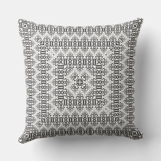 Openwork squares art deco retro black white kissen (Rückseite)