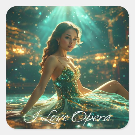 OPERA - ICH LIEBE OPER QUADRATISCHER AUFKLEBER (Vorderseite)
