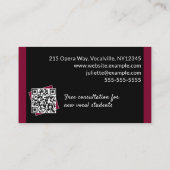 Opera Singer Singing Tutor QR Code Black Dark Red Visitenkarte (Rückseite)