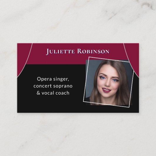 Opera Singer Singing Tutor QR Code Black Dark Red Visitenkarte (Vorderseite)