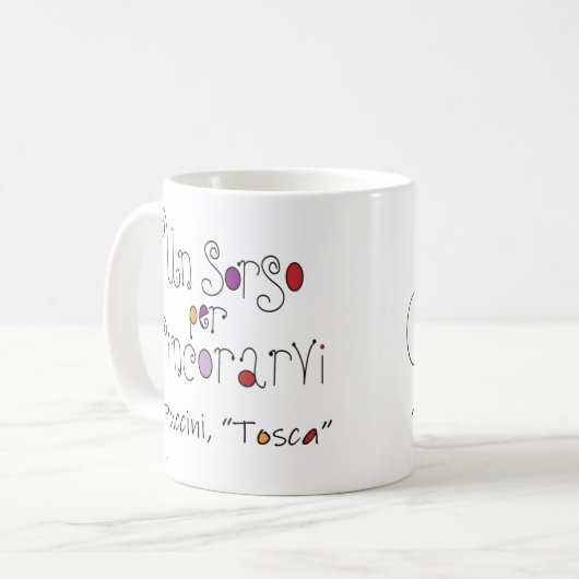 Opera Tosca Puccini Italienisch Handschrift Kaffeetasse (Vorderseite Links)