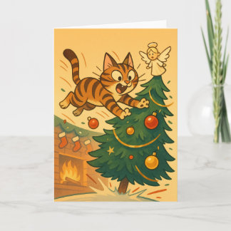 Operation: Baum umwerfen (Katzen Edition) Feiertagskarte