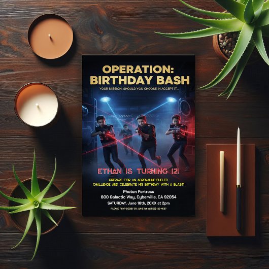 Operation Birthday Bash Laser Tag Einladung