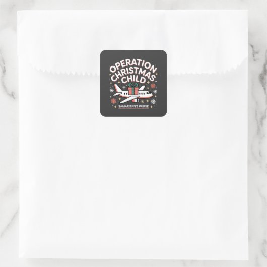 Operation Christmas Kind Samaritan Purse Quadratischer Aufkleber (Tasche)