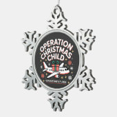 Operation Christmas Kind Samaritan Purse Schneeflocken Zinn-Ornament (Rechts)