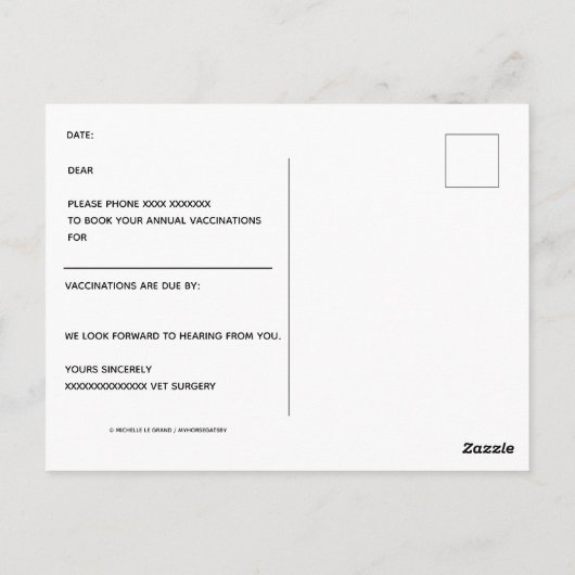 Operation Kleintierimpfstoff Erinnerung Postkarte (Rückseite)