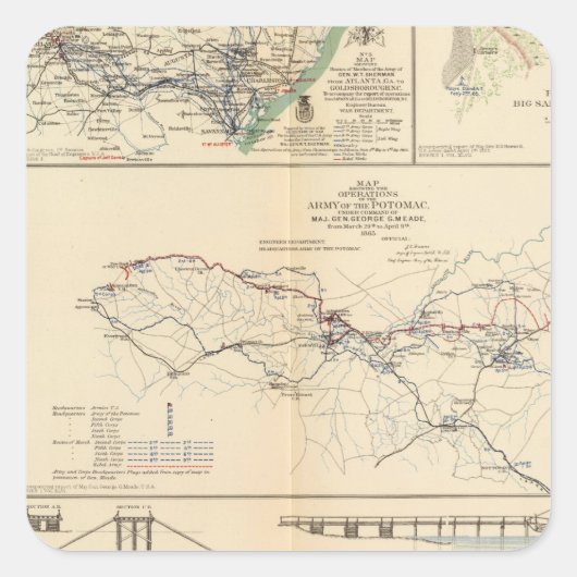 Operationen der Potomac-Armee Quadratischer Aufkleber (Vorderseite)