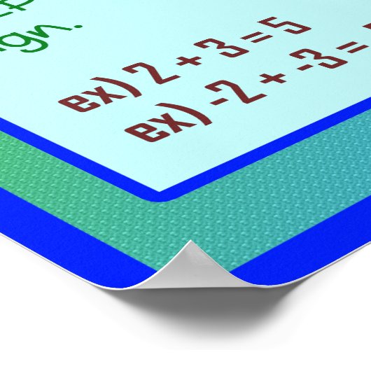 Operationen mit Integers Graphizer Organizer Poste Poster (Ecke)