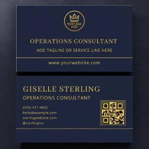 Operations Consultant Blue Gold Logo QR-Code Visitenkarte
