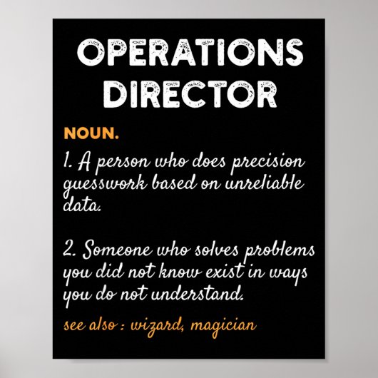 Operations Director Profession Funny Dictionary De Poster (Vorne)
