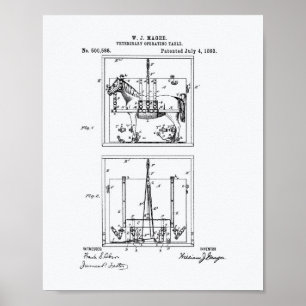 Operations-Tisch 1893 Patentkunst Weißpapier Poster