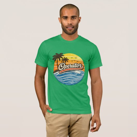 Operator Retro Sunset Design T-Shirt (Vorne ganz)