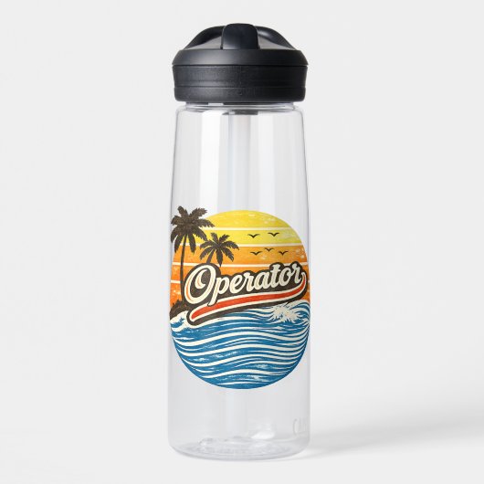 Operator Retro Sunset Design Trinkflasche (Vorne)