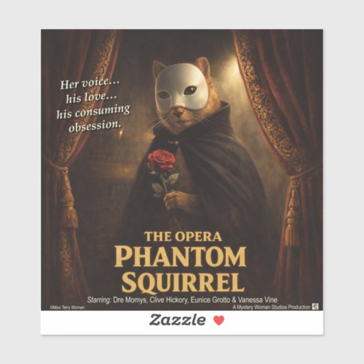 Opern-Phantom-Eichhörnchen-Parodie Aufkleber (Blatt)