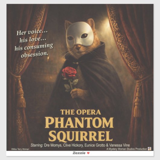 Opern-Phantom-Eichhörnchen-Parodie Aufkleber (Blatt)