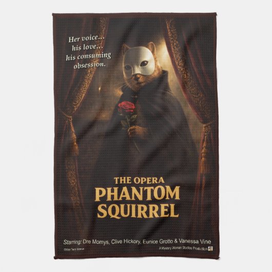 Opern-Phantom-Eichhörnchen-Parodie Geschirrtuch (Vertikal)