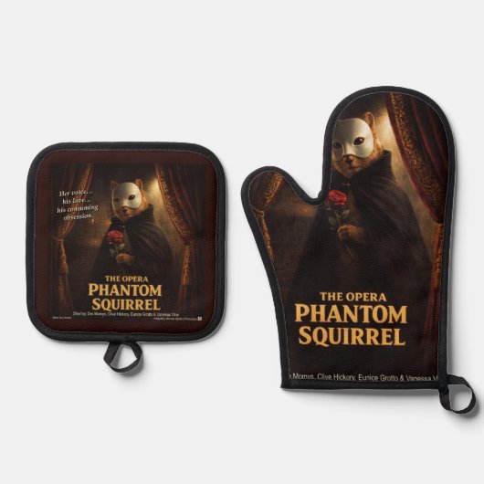 Opern-Phantom-Eichhörnchen-Parodie Ofenhandschuh & Topflappen-Set (Vorderseite)