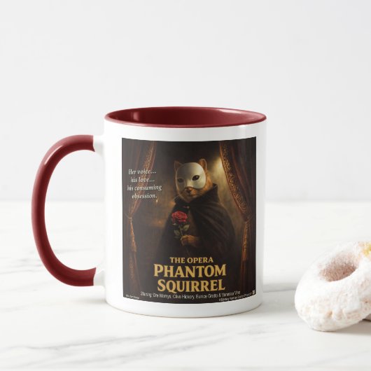 Opern-Phantom-Eichhörnchen-Parodie Tasse (Mit Donut)
