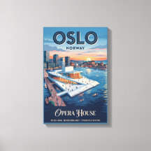 Opernhaus Oslo Norwegen Vintage-Reiseposter