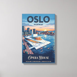 Opernhaus Oslo Norwegen Vintage-Reiseposter Leinwanddruck