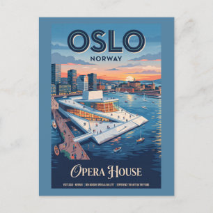 Opernhaus Oslo Norwegen Vintage-Reiseposter Postkarte