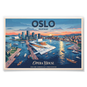Opernhaus Oslo Vintage-Reiseposter - Norwegen Fotodruck