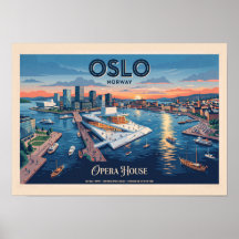 Opernhaus Oslo Vintage-Reiseposter - Norwegen
