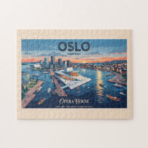 Opernhaus Oslo Vintage-Reiseposter - Norwegen Puzzle