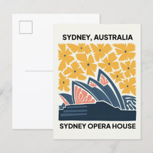 Opernhaus Sydney Australien Reise floral Postkarte