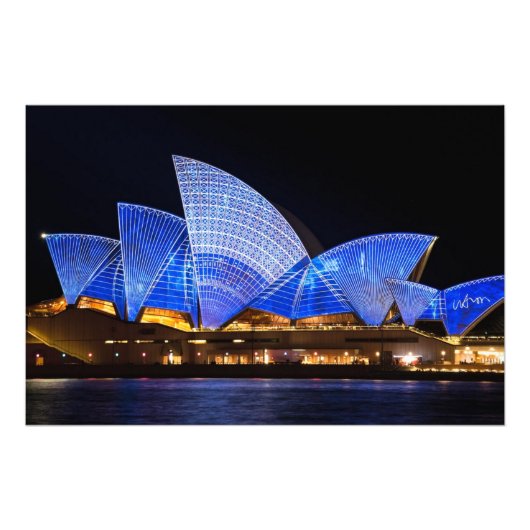 Opernhaus Sydney, lebhafte Lichtshow Fotodruck (Vorne)