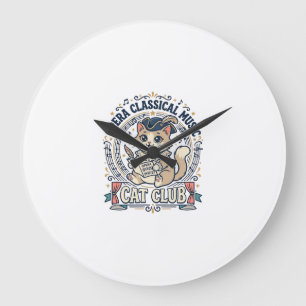 Opernklassik Musik Katze Süße Katze T-Shirt Design Große Wanduhr