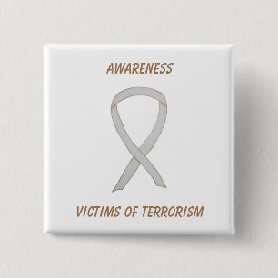Opfer des Terrorismus Bewusstsein des Weißen Ribbo Button