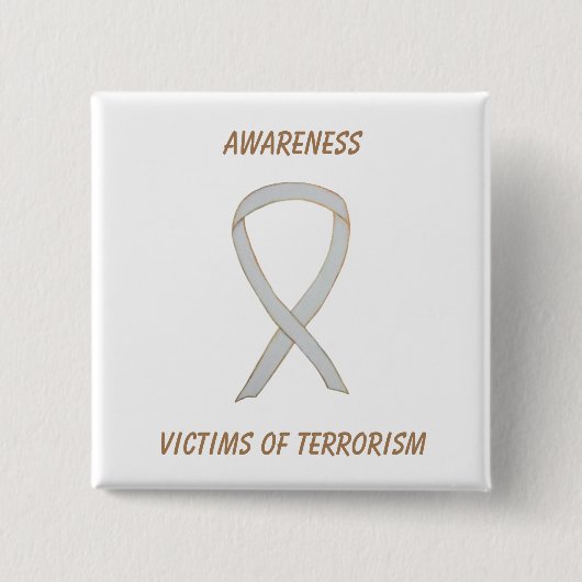 Opfer des Terrorismus Bewusstsein des Weißen Ribbo Button (Vorderseite)