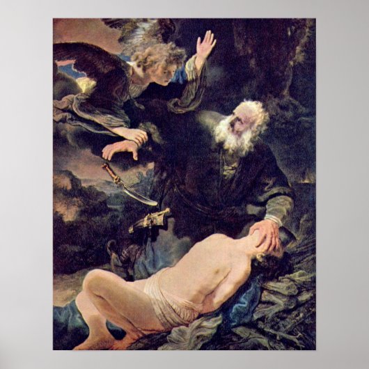 Opfer von Isaac durch Rembrandt van Rijn Poster (Vorne)