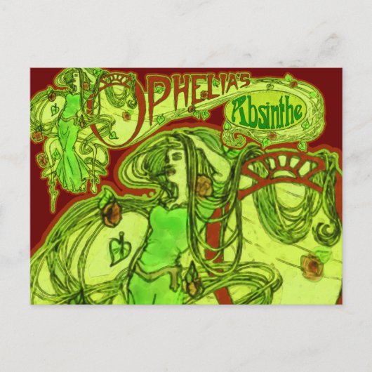 Ophelia-Absinth Postkarte (Vorderseite)