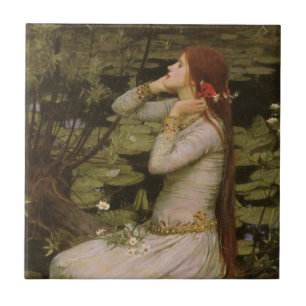 Ophelia am Teich von John William Waterhouse Fliese
