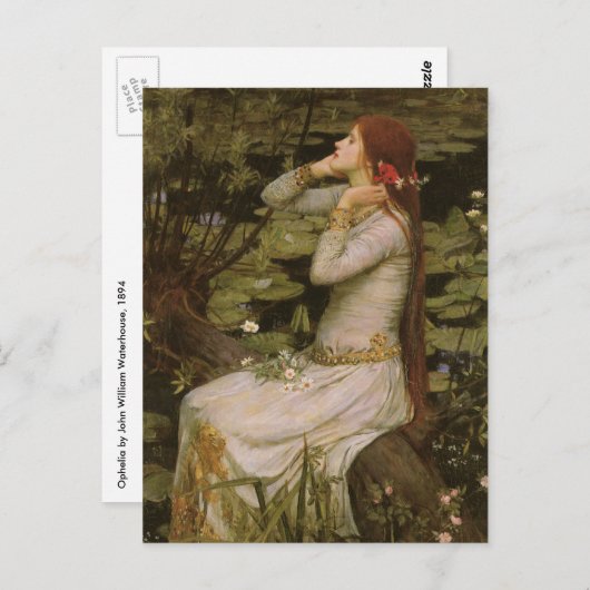 Ophelia am Teich von John William Waterhouse Postkarte (Vorne/Hinten)
