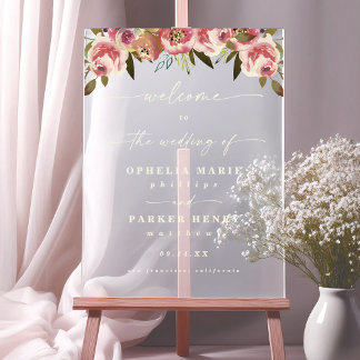 Ophelia Cotattecore Rosa Blumenzehen Begrüßung Acrylschild