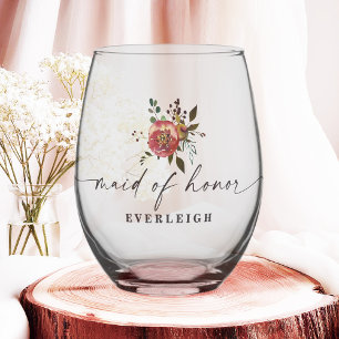 Ophelia Cottage Dusty Pink Florale Brautjungfer Weinglas Ohne Stiel