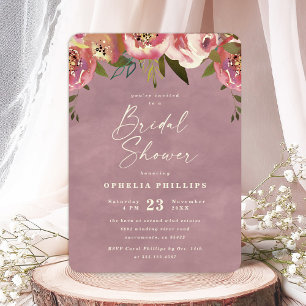 Ophelia Cottage Dusty Pink Florale Brautparty-Einl Einladung