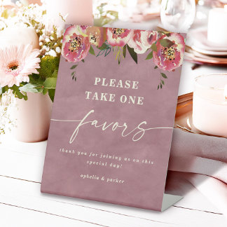 Ophelia Cottagecore Dusty Pink Floral Gastgeschenk Sockelschild