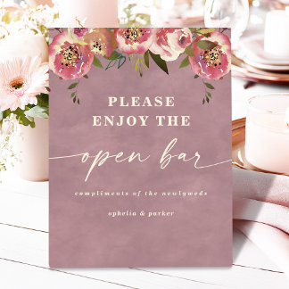 Ophelia Cottagecore Dusty Pink Floral Open Bar Sockelschild