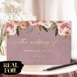 Ophelia Cottagecore Dusty Pink Floral Wedding Gästebuch
