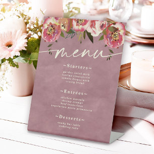 Ophelia Cottagecore Dusty Pink Floral Wedding Menu Sockelschild