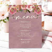 Ophelia Cottagecore Dusty Pink Floral Wedding Menu Sockelschild